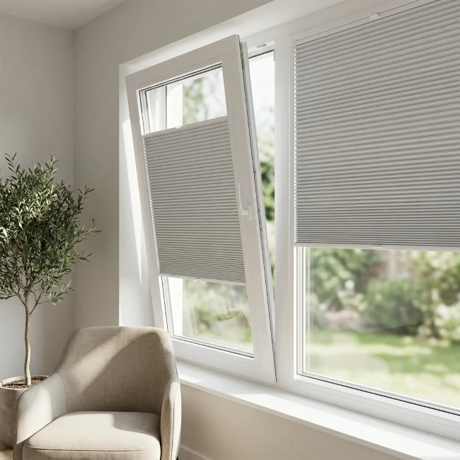 Elegant pleated blinds installed in modern Málaga apartment