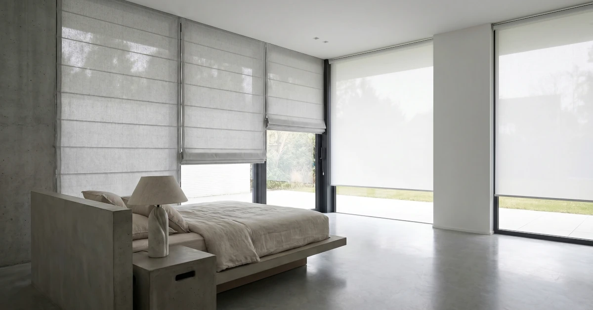 Estores plegables en salón modernos