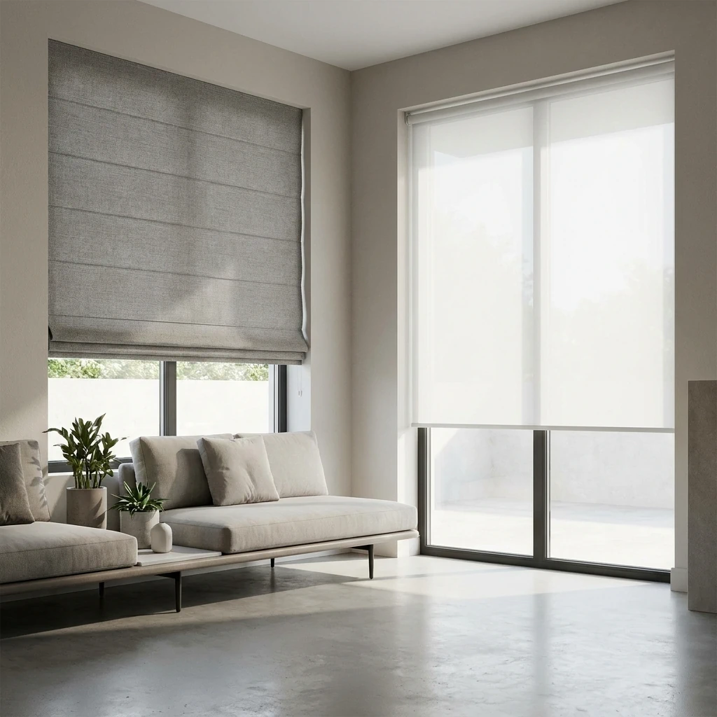 Modern made-to-measure Roman blinds installed in Málaga