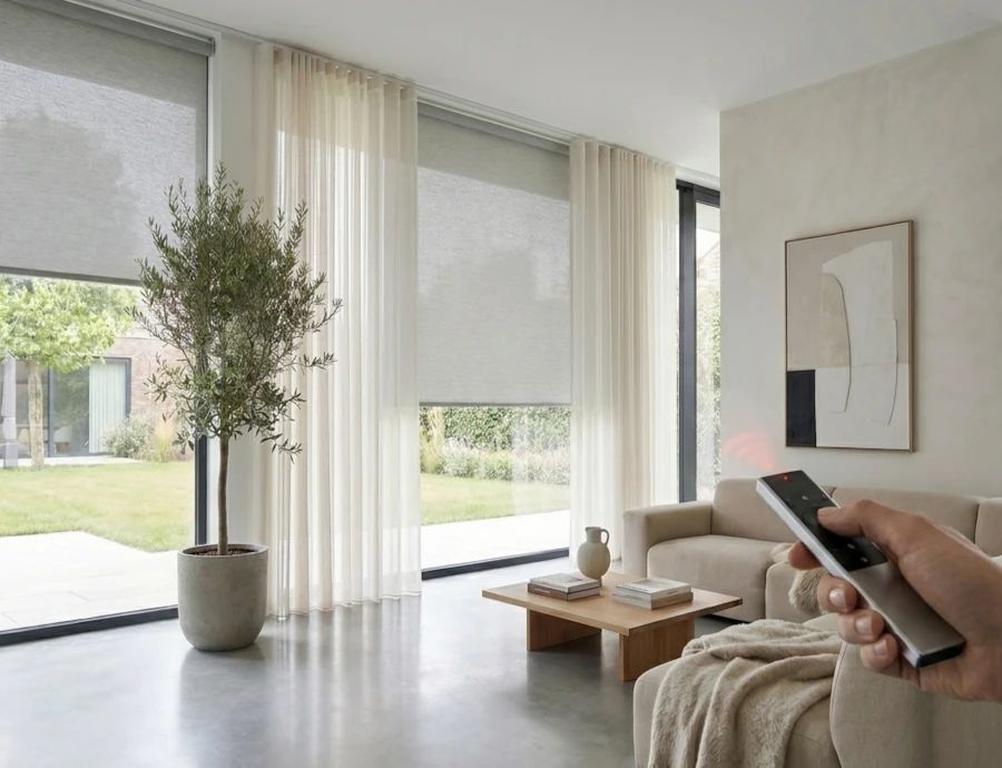 curtain system installed in modern Málaga home