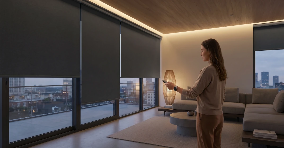 Smart motorised blackout blinds with remote control in Málaga