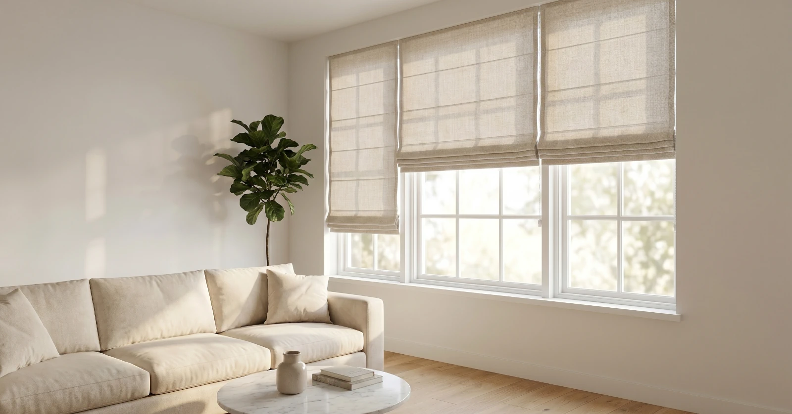 Premium linen curtains for large windows in Marbella villa